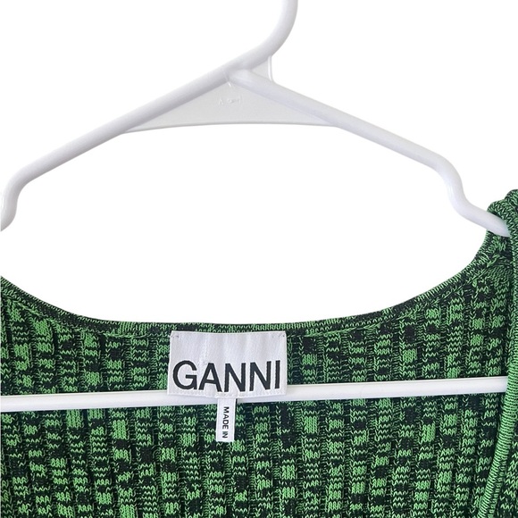 GANNI Kelly Green Melange Mini Dress - Picture 5 of 8